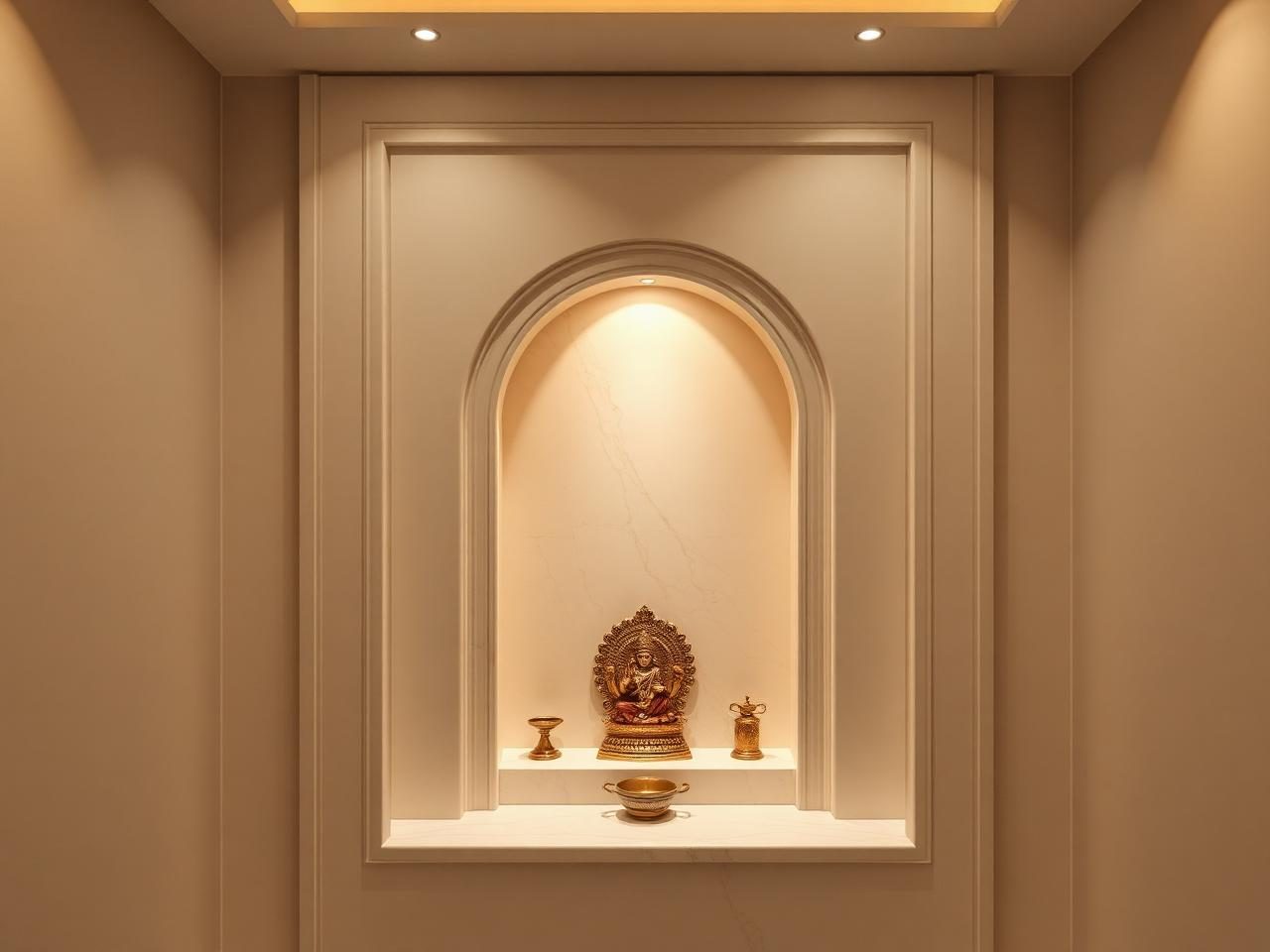 Pooja corner — completed home at Auro Kohinoor, Hyderabad